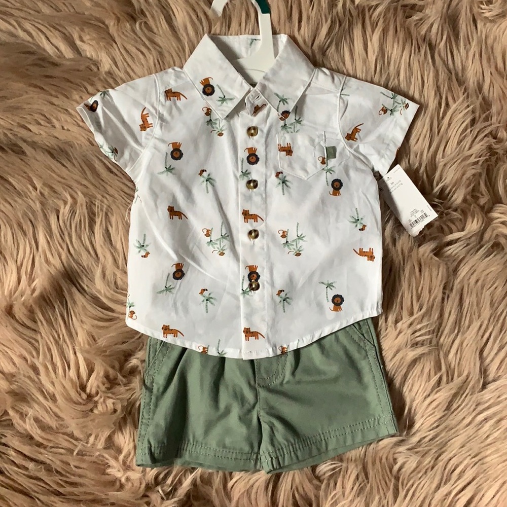 NWT baby button up and shorts set